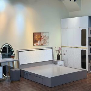 Combo giường tủ gỗ công nghiệp soi trám