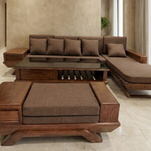Bộ sofa chân thuyền gỗ gõ đỏ và đệm corona (Sao chép)