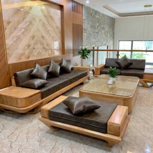 Bộ sofa 2 văng chân thuyền cong - 4
