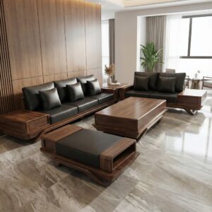 Bộ sofa 2 văng chân thuyền cong