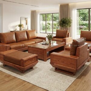 Bộ sofa 2 văng chân thuyền cong - 7