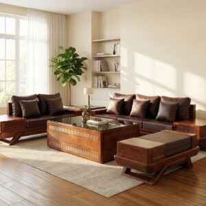 Bộ sofa 2 văng chân thuyền cong - 8