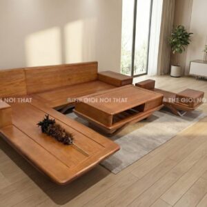 Bộ Sofa Gỗ Sồi Chữ L Hiện Đại 2
