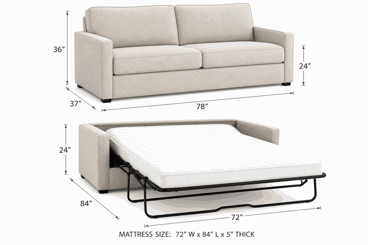 Sản phẩm kích thước sofa giường tại xưởng