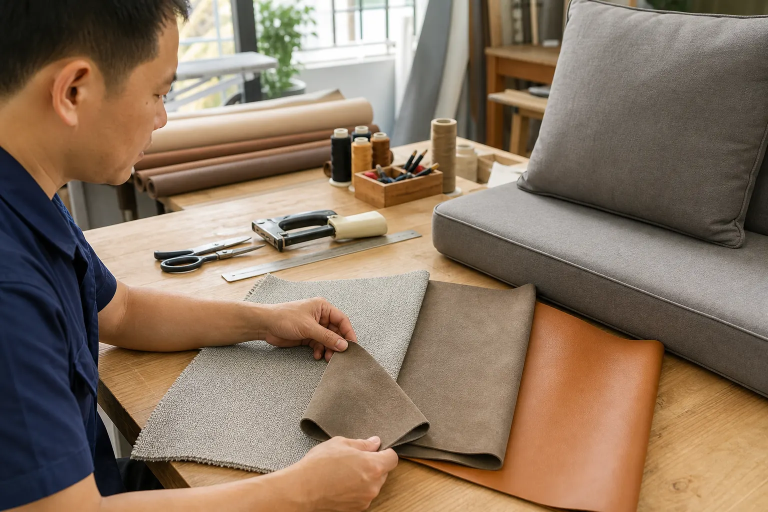 chọn vải và da khi bọc lại ghế sofa tại Hải Phòng