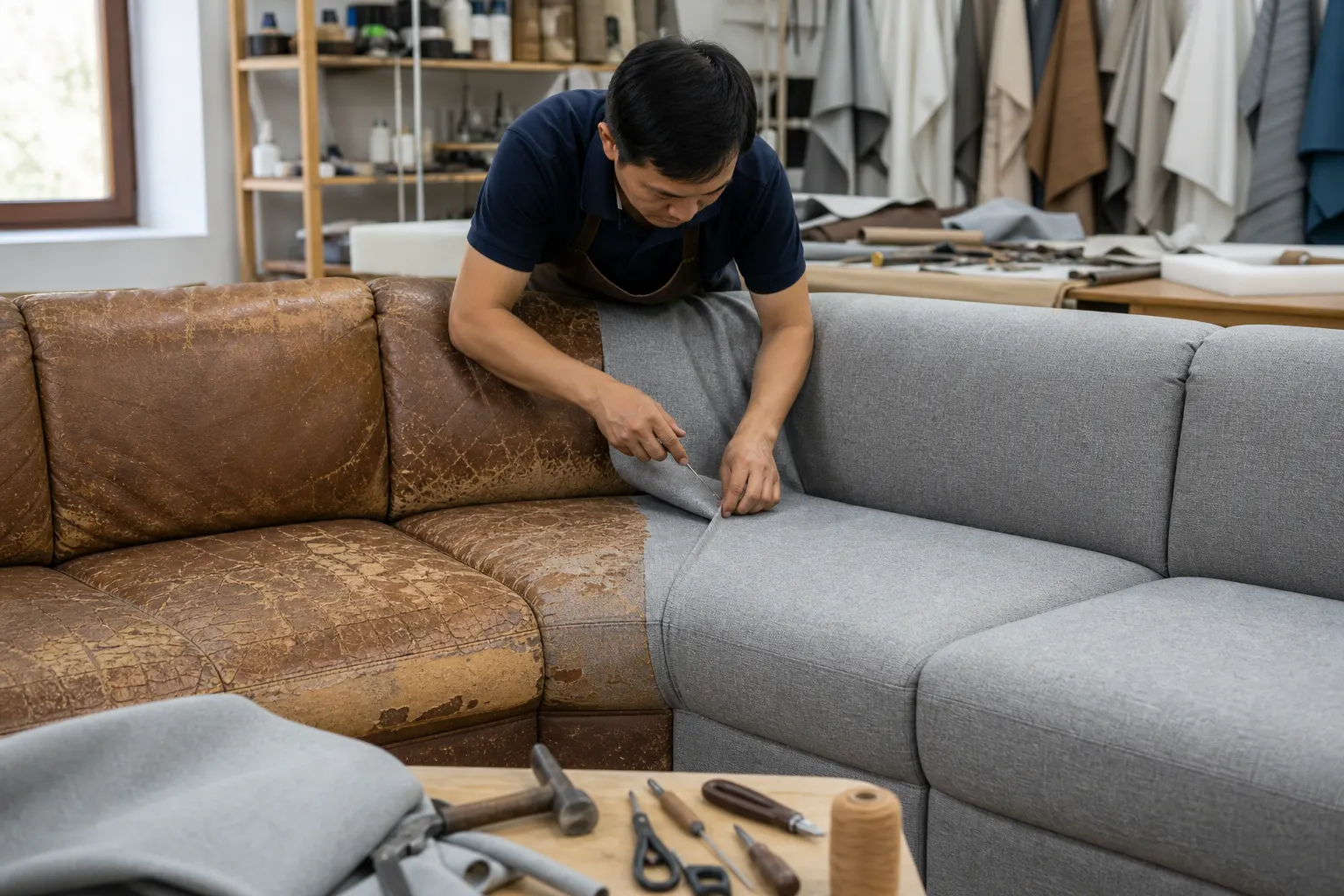 quy trình bọc lại ghế sofa tại Hải Phòng với thợ bọc chuyên nghiệp