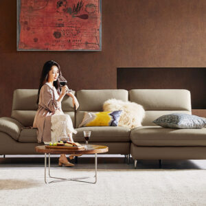 Ghế sofa 3.5 chỗ dạng couch da bò tự nhiên