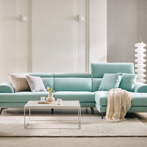 Ghế sofa Rudia 4 chỗ dạng couch có chức năng vải Serena kèm 2 gối