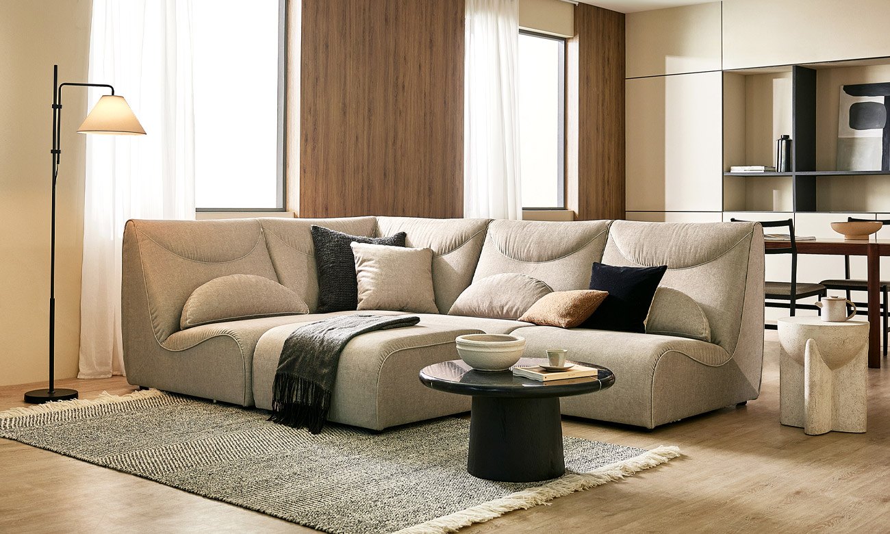 Ghế sofa module 3.5 chỗ vải Zenwave (A kèm A kèm A kèm C) kèm 4 gối (gối 3/ gối 1) - sofa góc chữ L - ảnh 1 | Ghế Sofa 360
