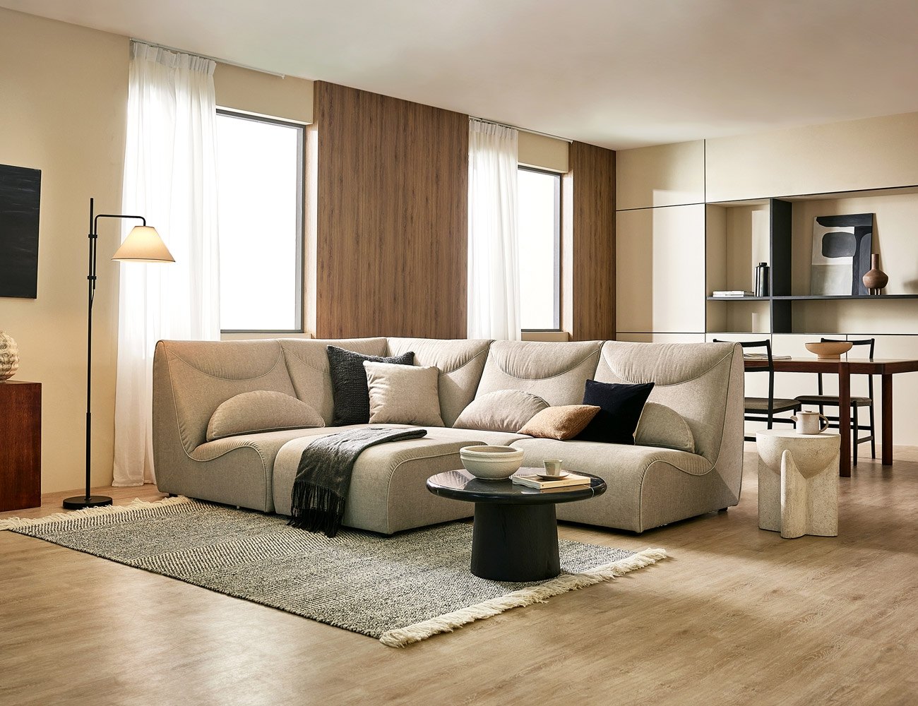 Ghế sofa module 3.5 chỗ vải Zenwave (A kèm A kèm A kèm C) kèm 4 gối (gối 3/ gối 1) - sofa góc chữ L - ảnh 2 | Ghế Sofa 360