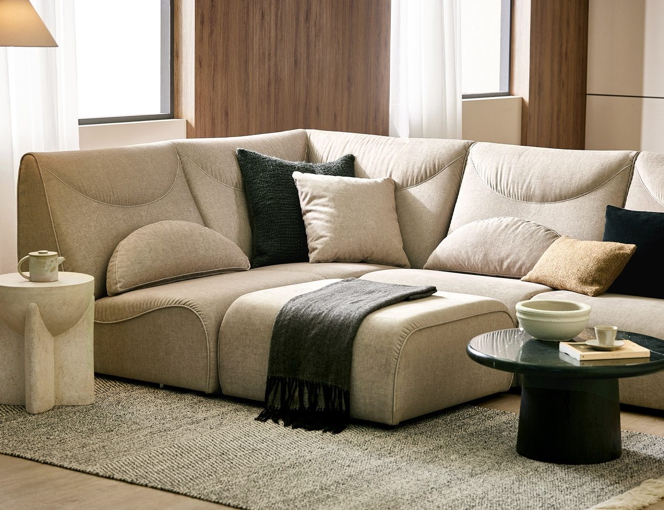 Ghế sofa module 3.5 chỗ vải Zenwave (A kèm A kèm A kèm C) kèm 4 gối (gối 3/ gối 1) - sofa góc chữ L - ảnh 4 | Ghế Sofa 360