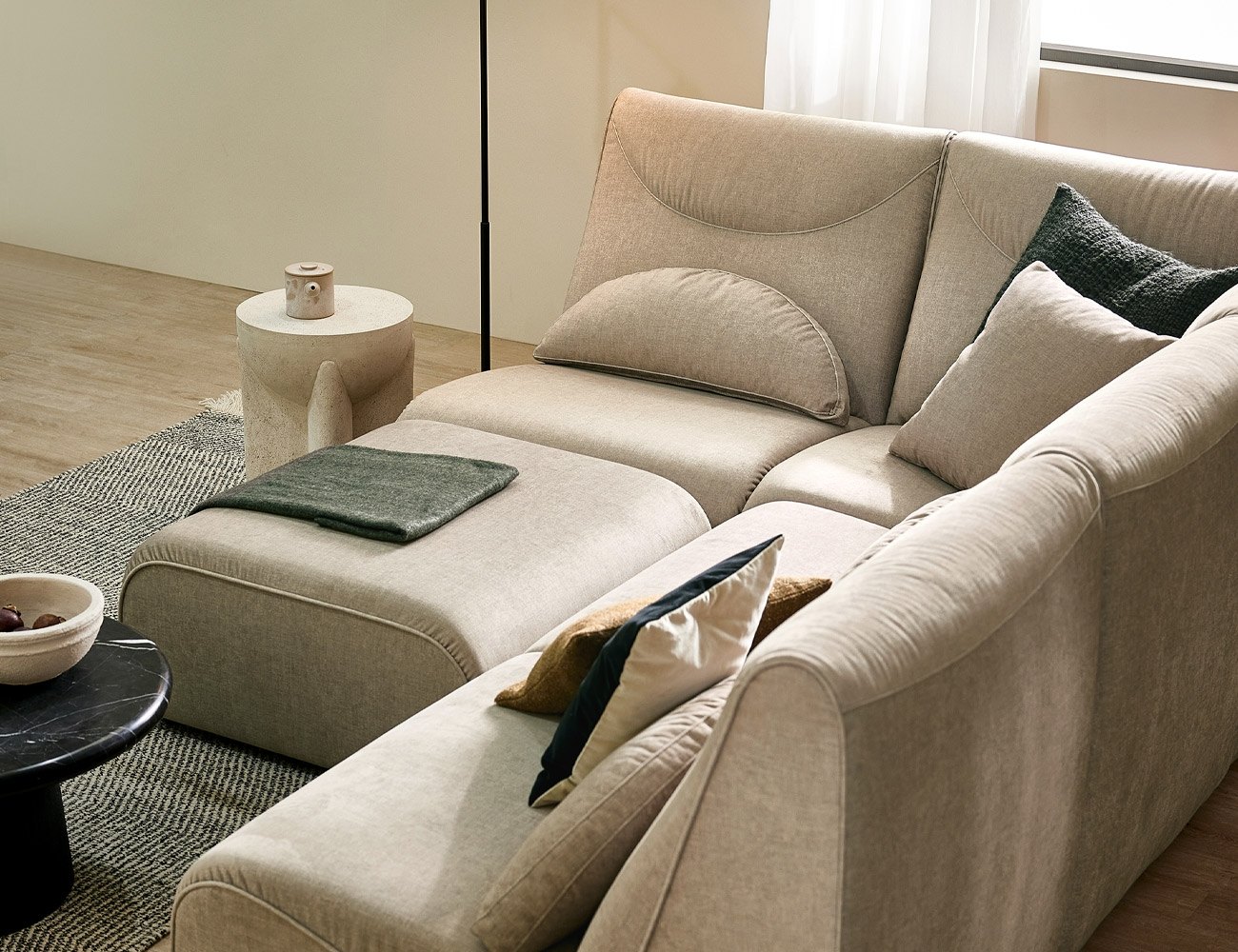 Ghế sofa module 3.5 chỗ vải Zenwave (A kèm A kèm A kèm C) kèm 4 gối (gối 3/ gối 1) - sofa góc chữ L - ảnh 5 | Ghế Sofa 360