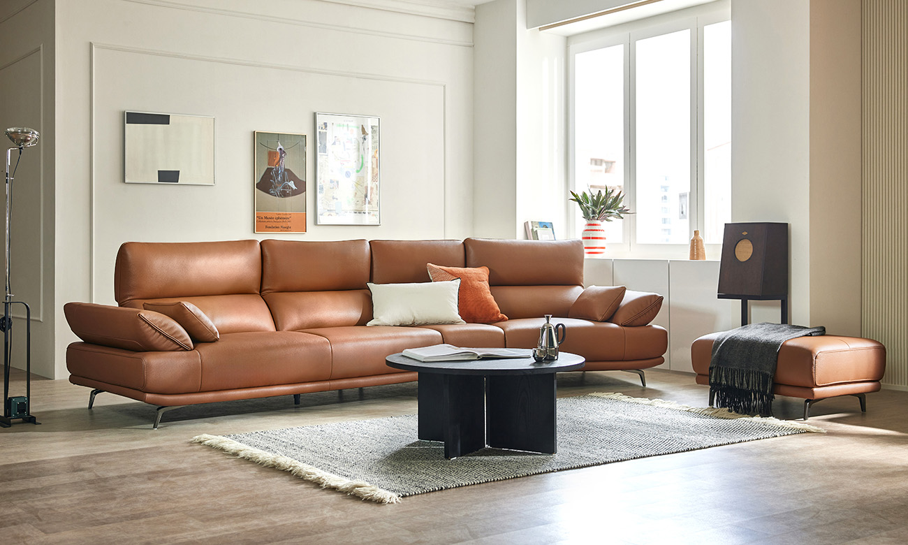 Ghế sofa 6 chỗ có chức năng da nguyên tấm da bò Schrenck tự nhiên () kèm 2 gối - sofa da bò thật 6 chỗ - ảnh 1 | Ghế Sofa 360