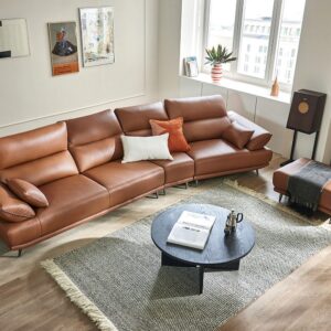 Alternative view of Ghế sofa 6 chỗ có chức năng da nguyên tấm da bò Schrenck tự nhiên () kèm 2 gối