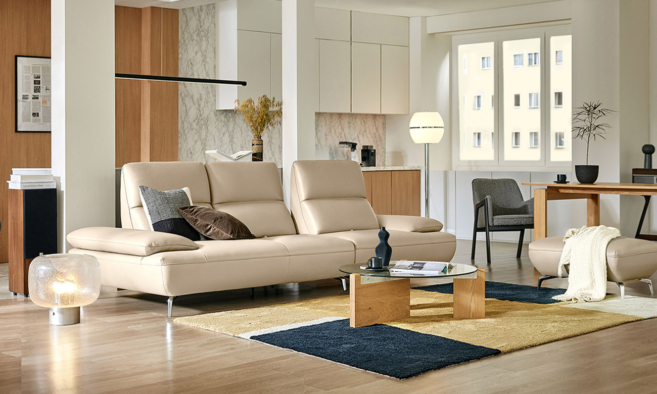 Ghế sofa Gemma Swing 3.5 chỗ có chức năng da bò tự nhiên - sofa da bò thật Gemma - ảnh 1 | Ghế Sofa 360