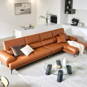 Alternative view of Ghế sofa Rudia 6 chỗ dạng couch da bò nguyên tấm cao cấp kèm 2 gối