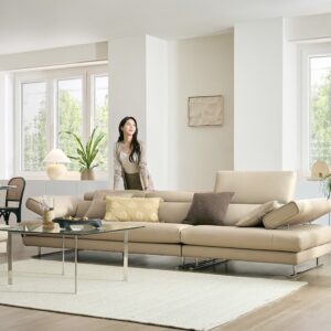 Alternative view of Ghế sofa 4 chỗ có chức năng da bò Schrenck tự nhiên kèm 2 gối