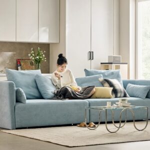 Ghế sofa 4 chỗ bọc vải kèm 6 gối