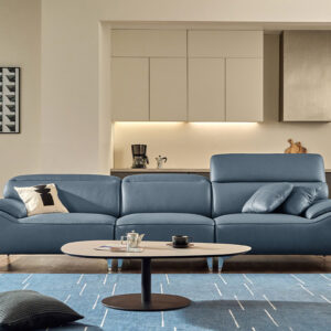 Ghế sofa Signic 4 chỗ có chức năng da bò nguyên tấm cao cấp (bọc da toàn bộ mặt) kèm 2 gối