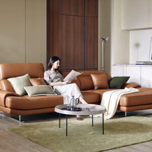 Ghế sofa Agnes 4 chỗ dạng couch có chức năng da bò tự nhiên