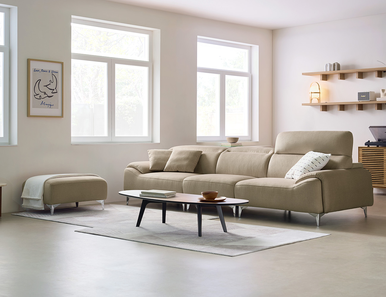 Ghế sofa Signic 4 chỗ có chức năng vải Zenwave kèm 2 gối - ghế sofa bọc nỉ Signic - ảnh 2 | Ghế Sofa 360