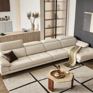 Ghế sofa Rosetti 6 chỗ dạng couch có chức năng da bò nguyên tấm cao cấp