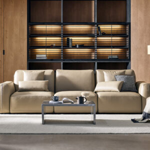 Ghế sofa Armo module 4 chỗ da bò tự nhiên kèm 4 gối