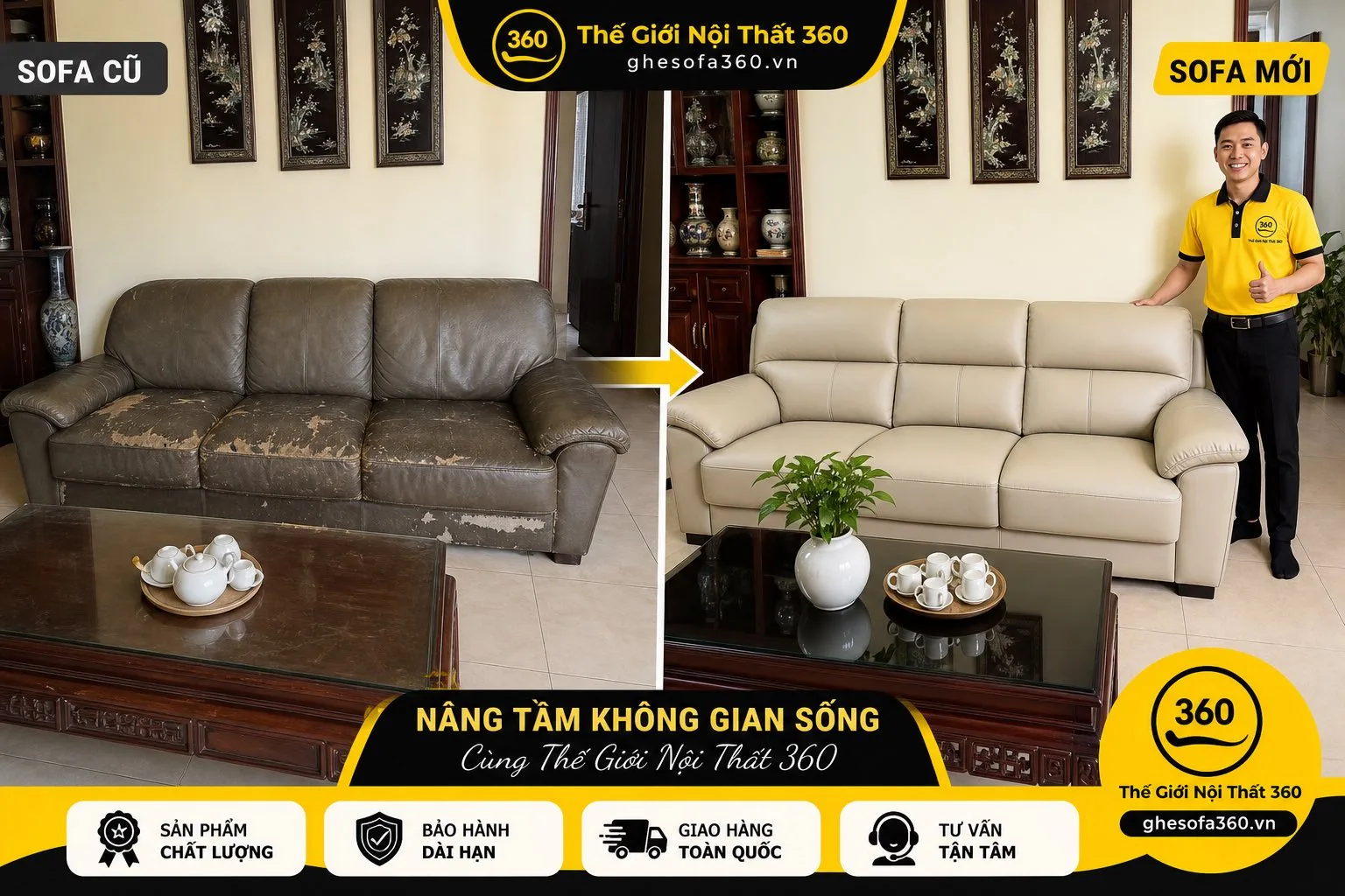 So sánh bọc lại sofa và mua mới