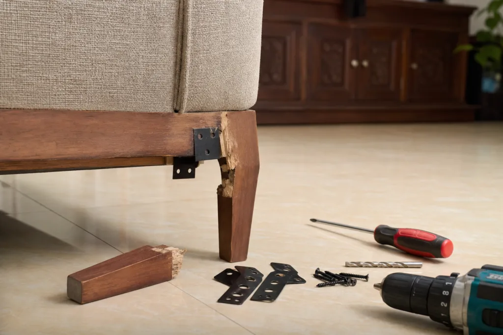 chân sofa bị gãy lung lay cần sửa khung