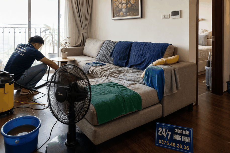 nước tràn vào sofa cần thấm khô ngay lập tức