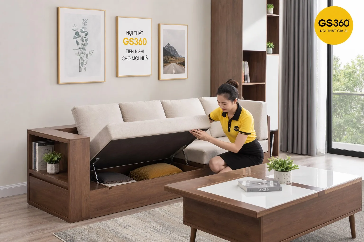 Sofa có ngăn chứa đồ dưới ghế