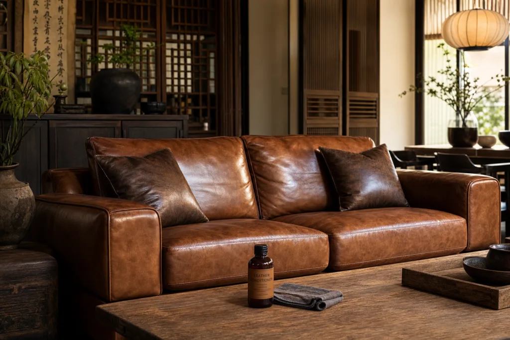 sofa da thật bảo quản patina đẹp theo thời gian