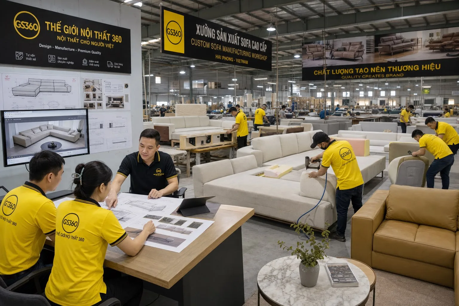 sofa đặt làm theo yêu cầu tại xưởng Ghế Sofa 360