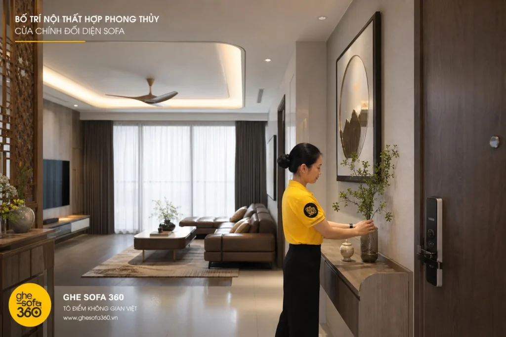 Sofa đối diện cửa chính phong thủy chung cư