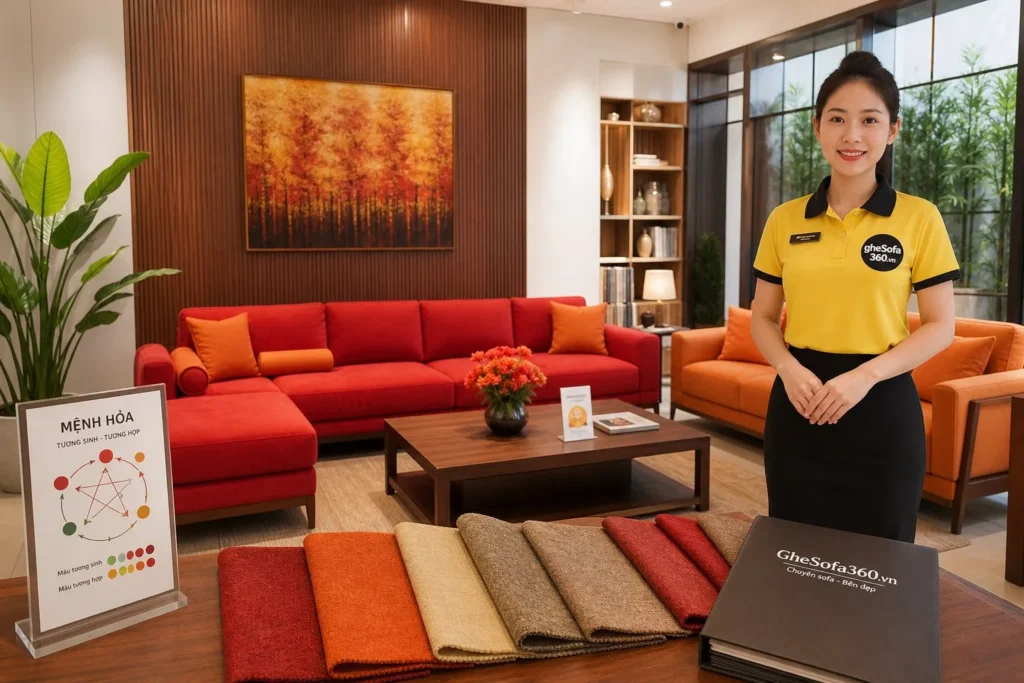 Sofa màu hợp mệnh hỏa phòng khách