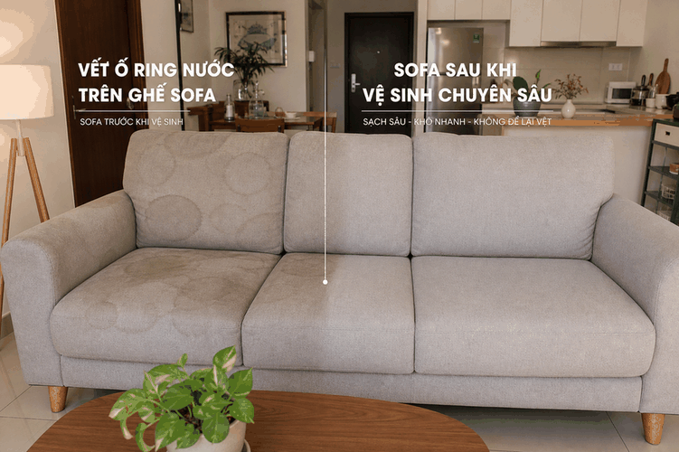 sofa lệch màu sau vệ sinh vệt loang không đều