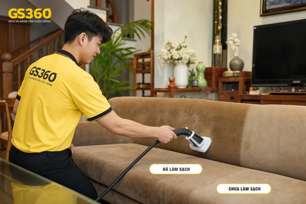 sofa nhung bị xơ mất vân cần phục hồi