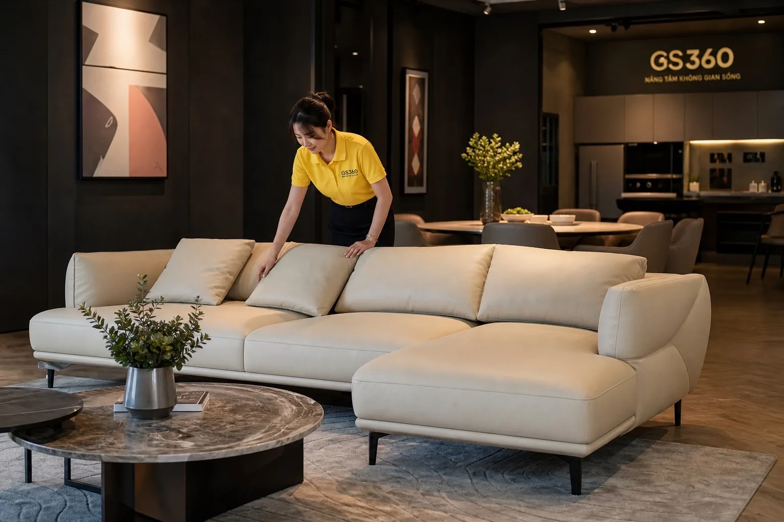 Sofa màu sáng phòng khách thiếu sáng