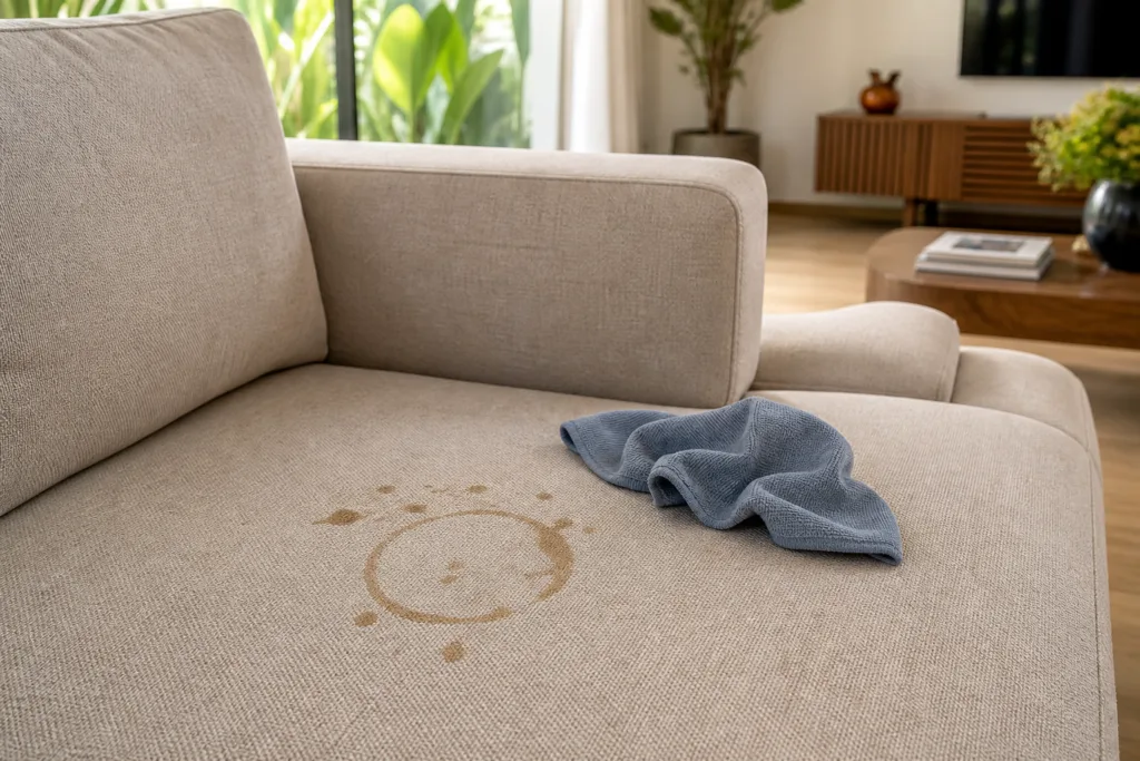 vết bẩn cà phê trên sofa vải phòng khách