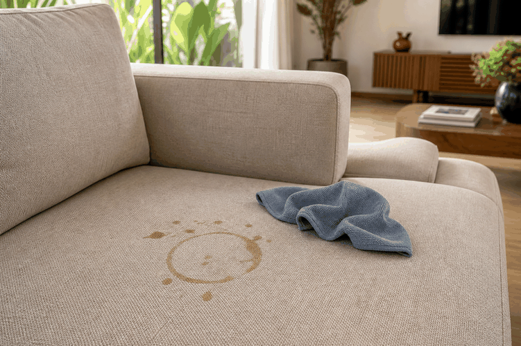 vết bẩn trên sofa vải phòng khách
