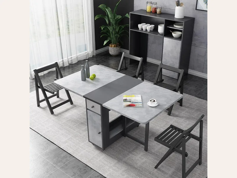 Bàn Ăn Gấp Gọn Thông Minh - bàn ăn mặt đá cao cấp - ảnh 1 thực tế tại showroom Ghế Sofa 360 Hải Phòng