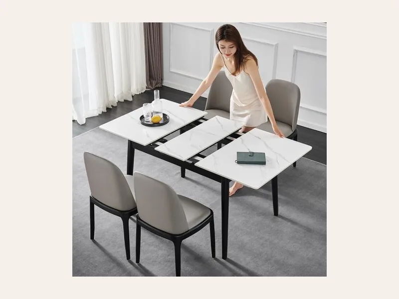 Bàn Ăn Thông Minh Kéo Dài Mặt Đá BAKBT01 - bàn ăn mặt đá cao cấp - ảnh 1 thực tế tại showroom Ghế Sofa 360 Hải Phòng