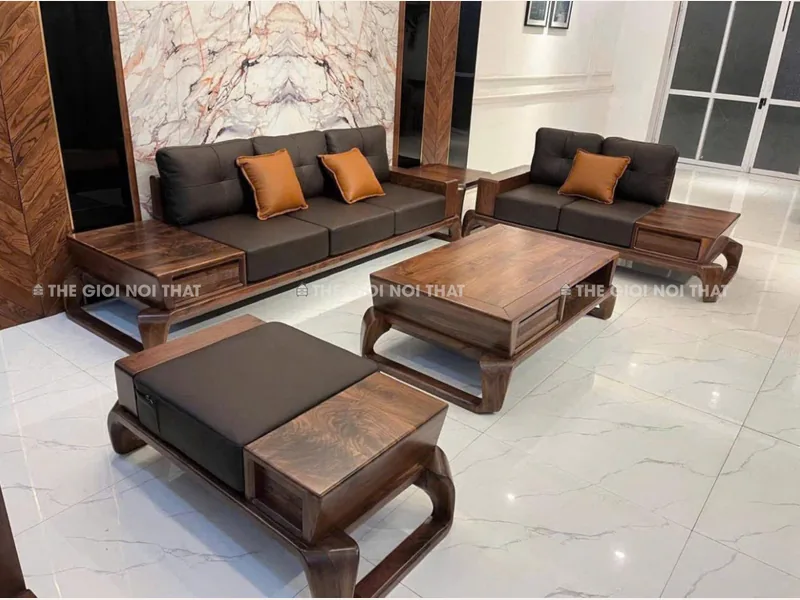 Bộ Sofa Gỗ Hương Đá Phòng Khách 4 - sofa Hải Phòng Hà Nội - ảnh 1 thực tế tại showroom Ghế Sofa 360 Hải Phòng