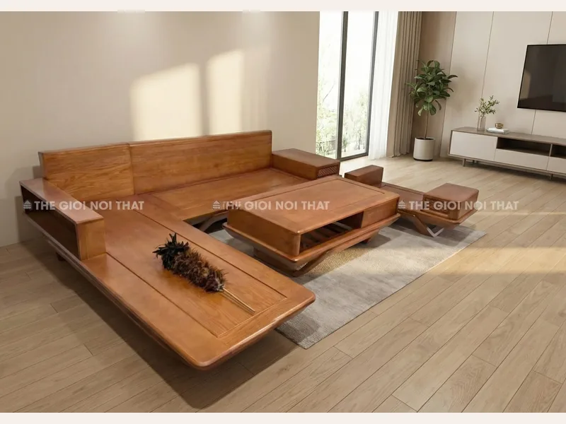 Bộ Sofa Gỗ Sồi Chữ L Hiện Đại 2 - sofa Hải Phòng Hà Nội - ảnh 1 thực tế tại showroom Ghế Sofa 360 Hải Phòng