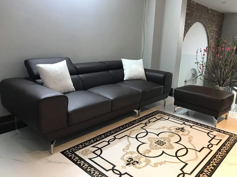Ghế sofa da phòng khách Hàn Quốc - sofa da thật cao cấp - ảnh 2 thực tế tại showroom Ghế Sofa 360 Hải Phòng