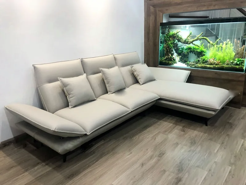 Ghế sofa da phòng khách Hàn Quốc - sofa da thật cao cấp - ảnh 1 thực tế tại showroom Ghế Sofa 360 Hải Phòng
