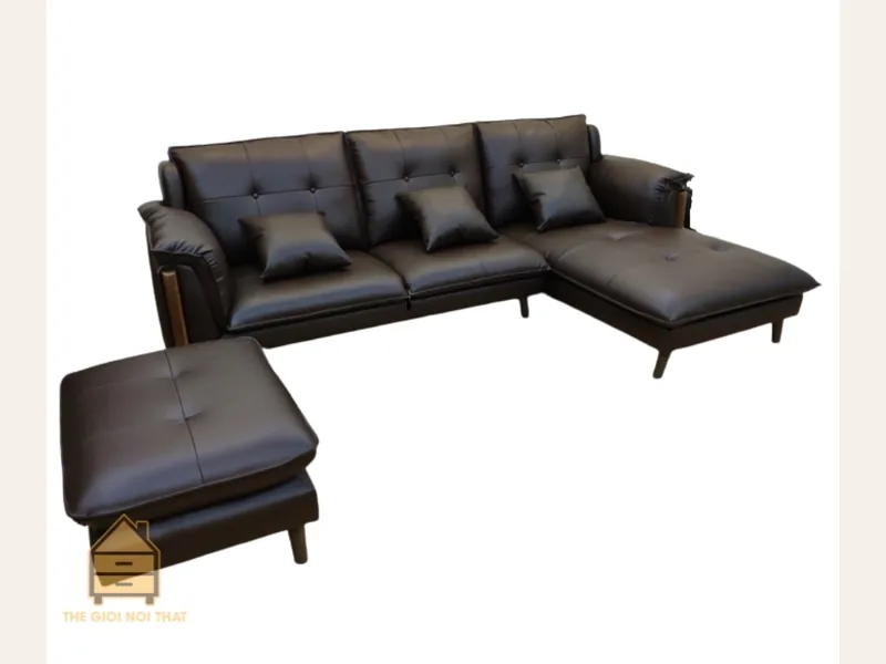 Ghế sofa da phòng khách hiện đại - sofa da thật cao cấp - ảnh 2 thực tế tại showroom Ghế Sofa 360 Hải Phòng