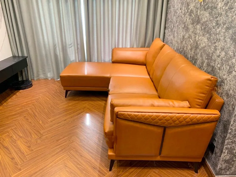 Ghế sofa da phòng khách R12 - sofa da thật cao cấp - ảnh 3 thực tế tại showroom Ghế Sofa 360 Hải Phòng