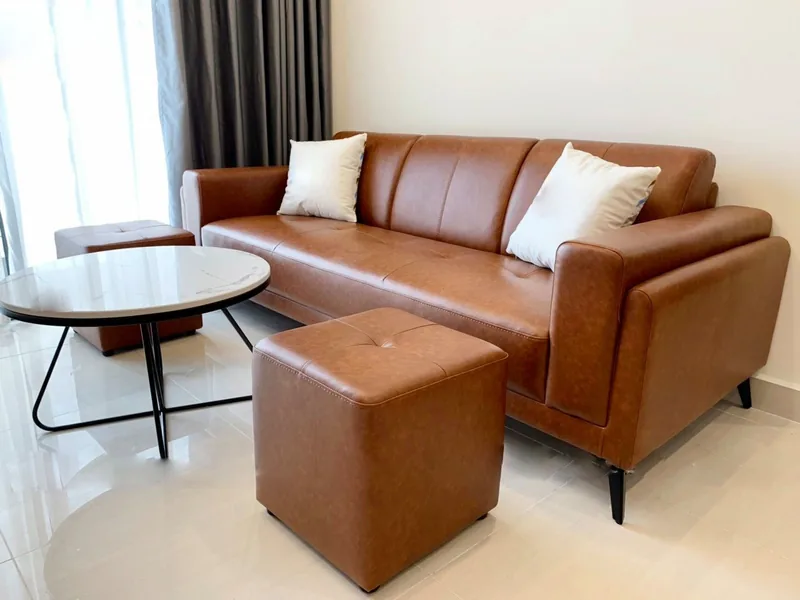 Ghế sofa da phòng khách - sofa da thật cao cấp - ảnh 2 thực tế tại showroom Ghế Sofa 360 Hải Phòng