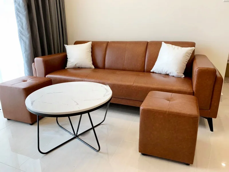 Ghế sofa da phòng khách - sofa da thật cao cấp - ảnh 3 thực tế tại showroom Ghế Sofa 360 Hải Phòng